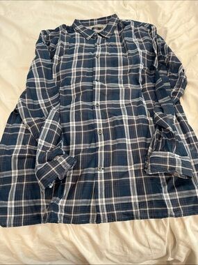 Vince Navy and White Plaid Button-Down Shirt